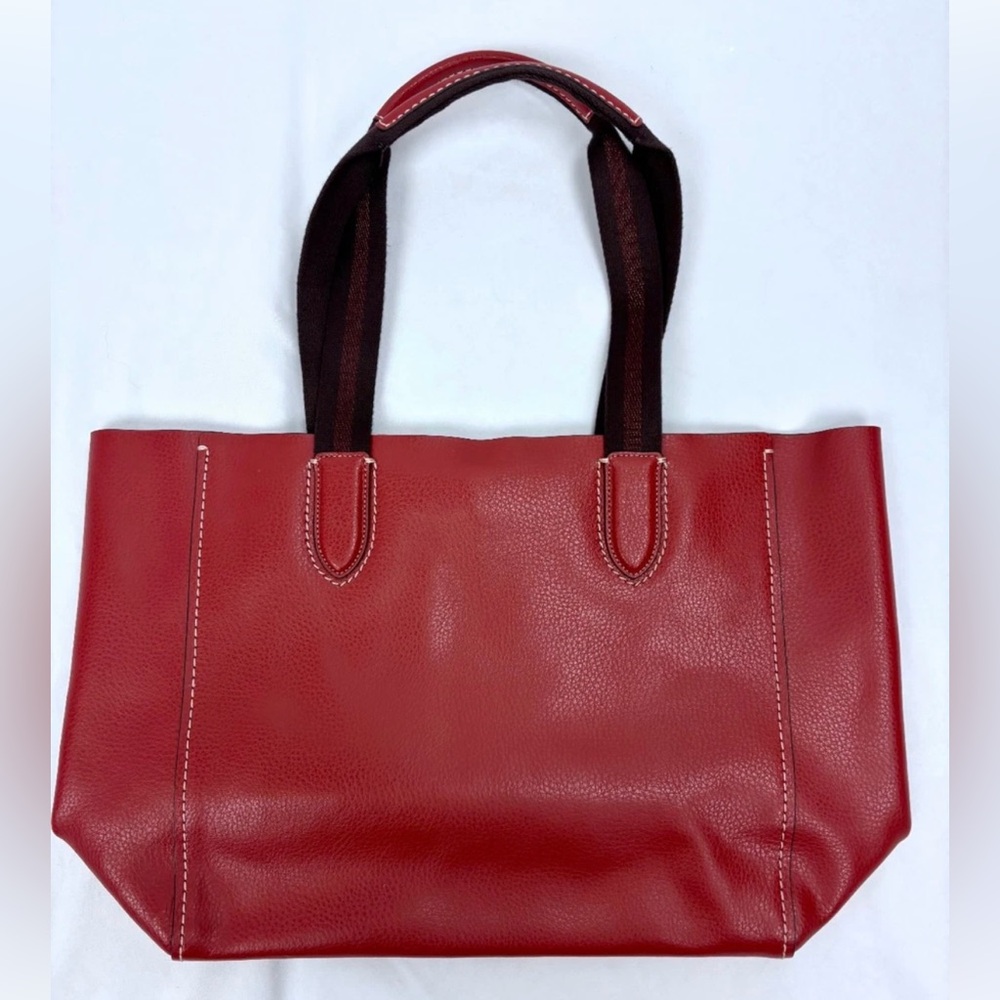 Coach Pebbled Leather Derby Tote Shoulder Bag Red - Picture 2 of 7